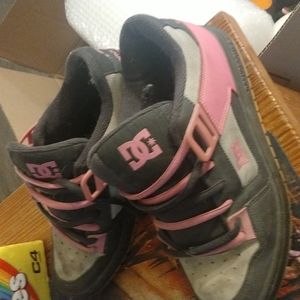 DC skate shoes, heavily worn